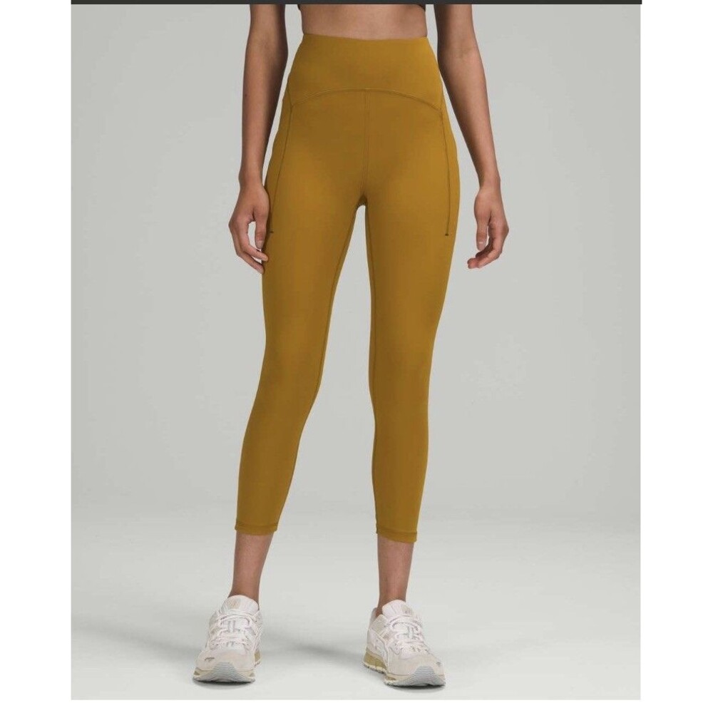 Lululemon Leggings Womens 4 High Rise Power Thru Tight 25 Inch Gold Training Gym